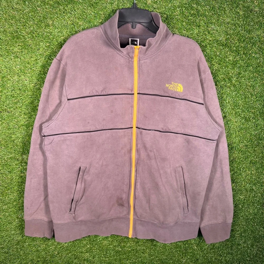 The North Face Mens XL Full Zip‎ Sweatshirt Faded Purple Yellow Trim